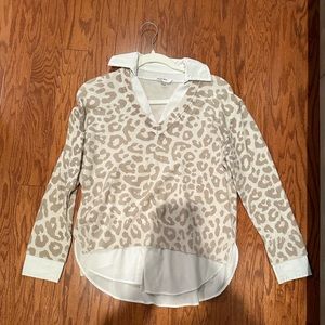 sheer/cotten leopard print blouse